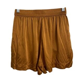 Reformation Terracotta Color Silk Shorts Elastic Waist Slant Pockets Size XS